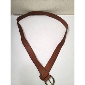 Brown Unisex Leather Belt With Brass Buckle Size XXL